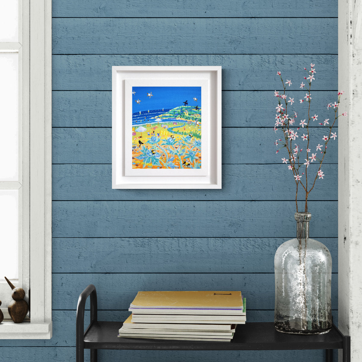 'Sea Holly and Honeybees, Gunwalloe Church Cove', 12x10 inches acrylic on canvas. Painting of Cornwall by Cornish Artist John Dyer