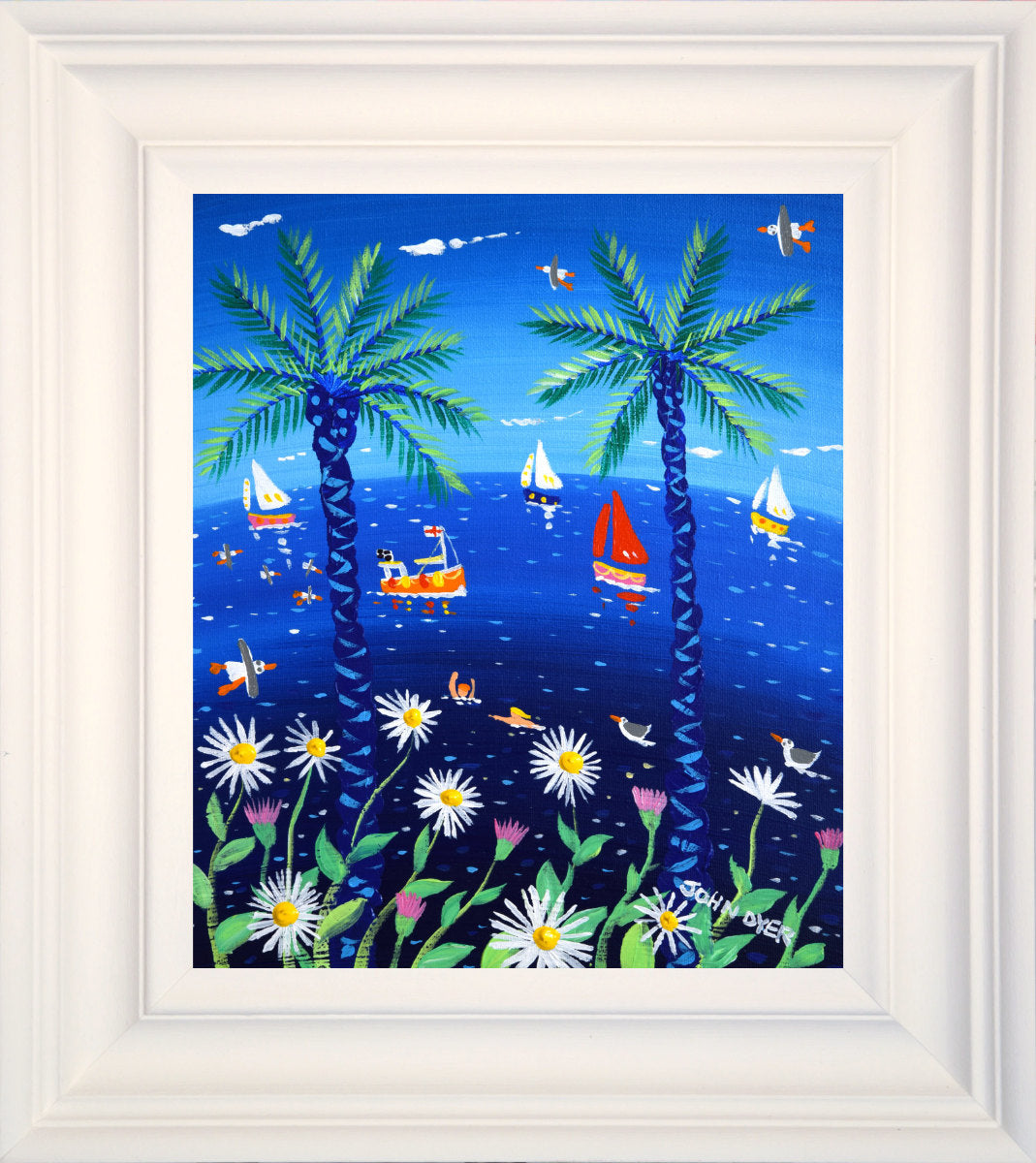 'Cornish Summer', 12x10 inches acrylic on canvas. Paintings of Cornwall. Cornish Artist John Dyer. Cornwall Art Gallery