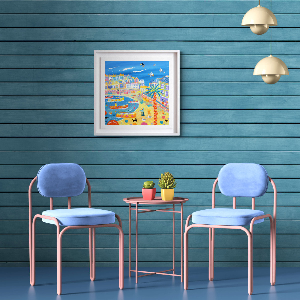 'Happy Days in St Ives' by John Dyer, Original Painting, 18x18 inches Acrylic on Canvas