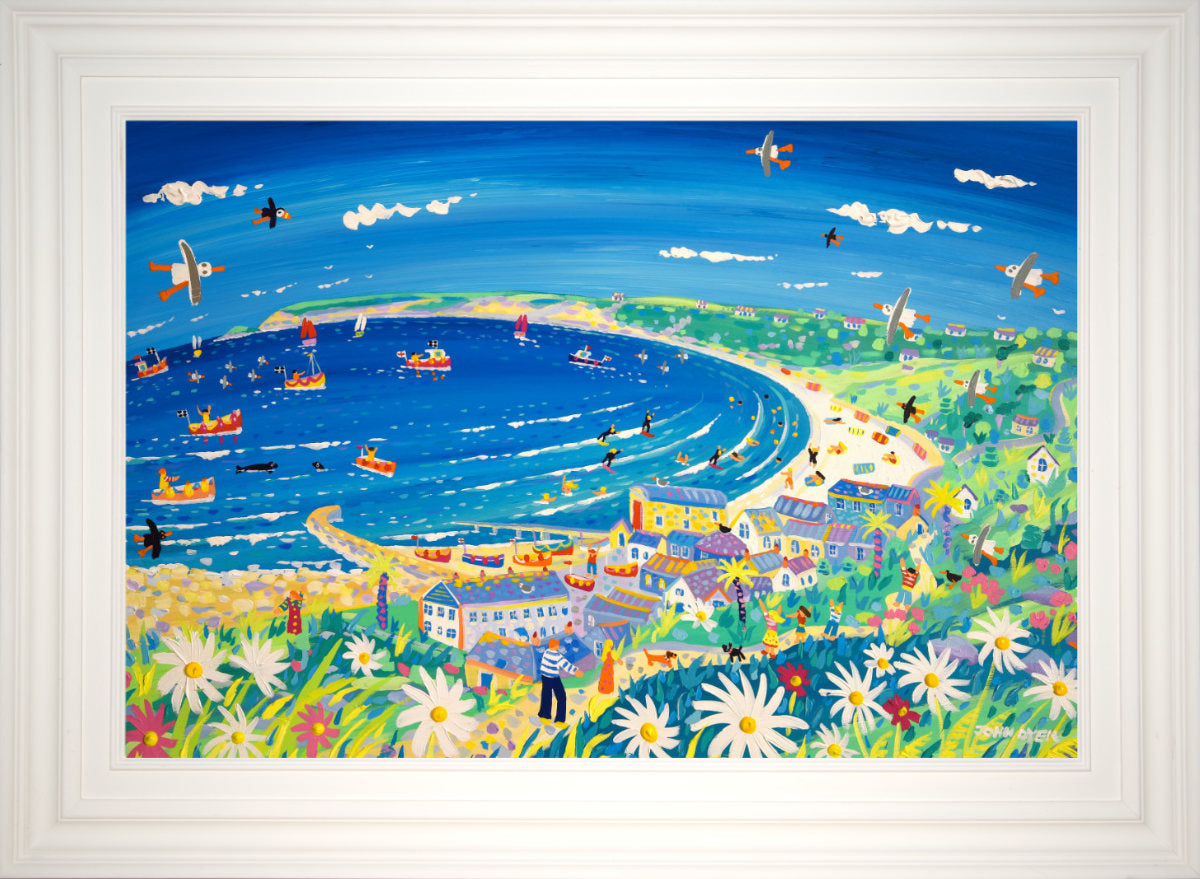 'Cornish Summer, Sennen Cove', 24x36 inches acrylic on board. Cornwall Art Gallery Painting by Cornish Artist John Dyer