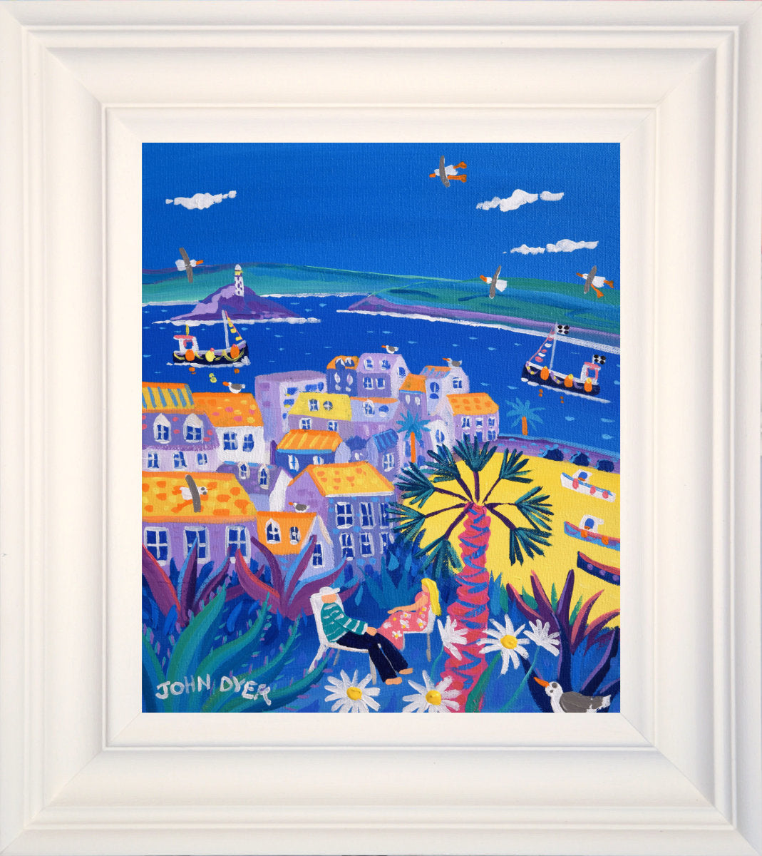 &#39;Barnoon Days, St Ives&#39;, 12x10 inches acrylic on canvas. Paintings of Cornwall. Cornish Artist John Dyer. Cornwall Art Gallery