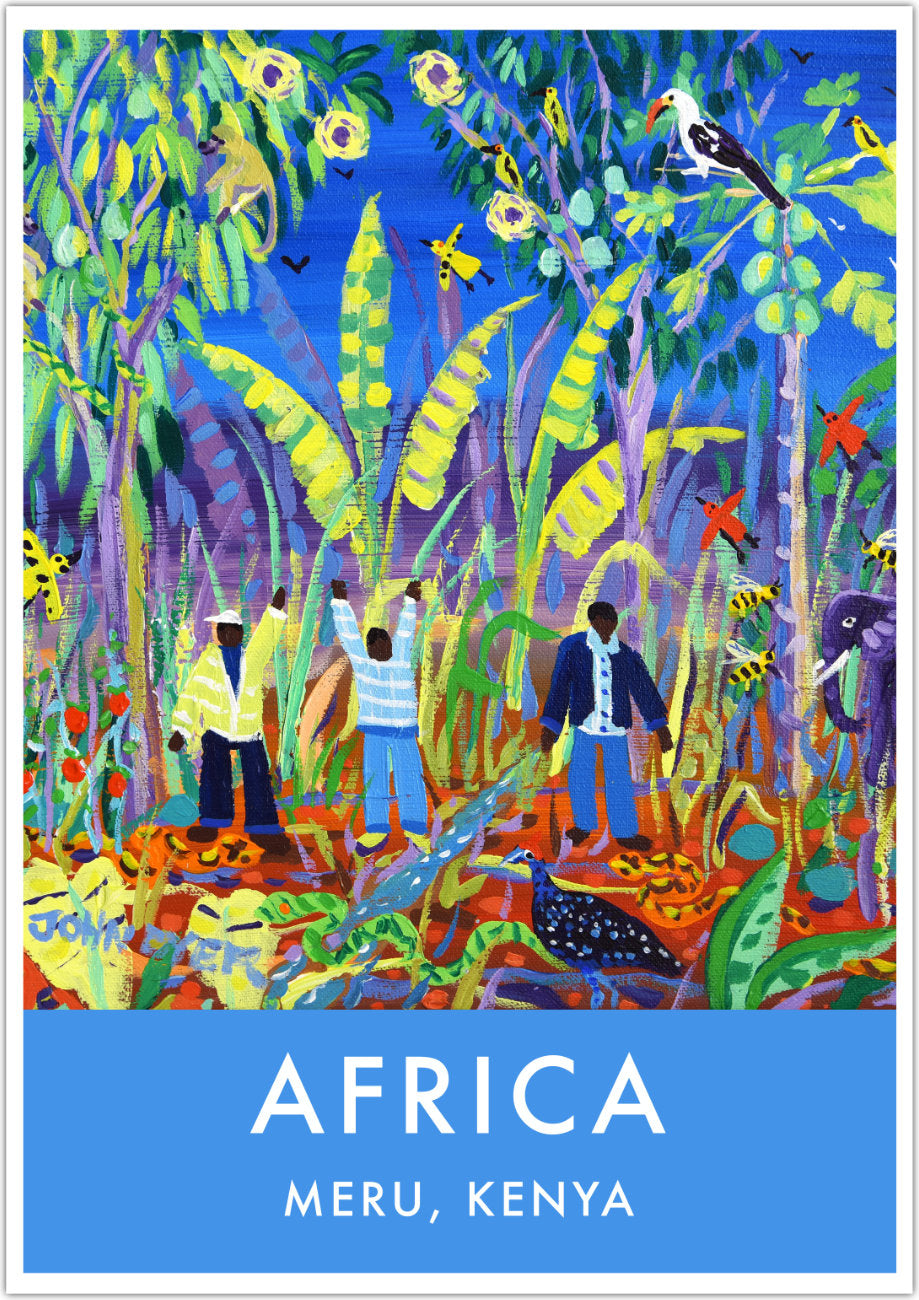 African Art Wall Art Poster Print by John Dyer. Meru Farmers and Wildlife