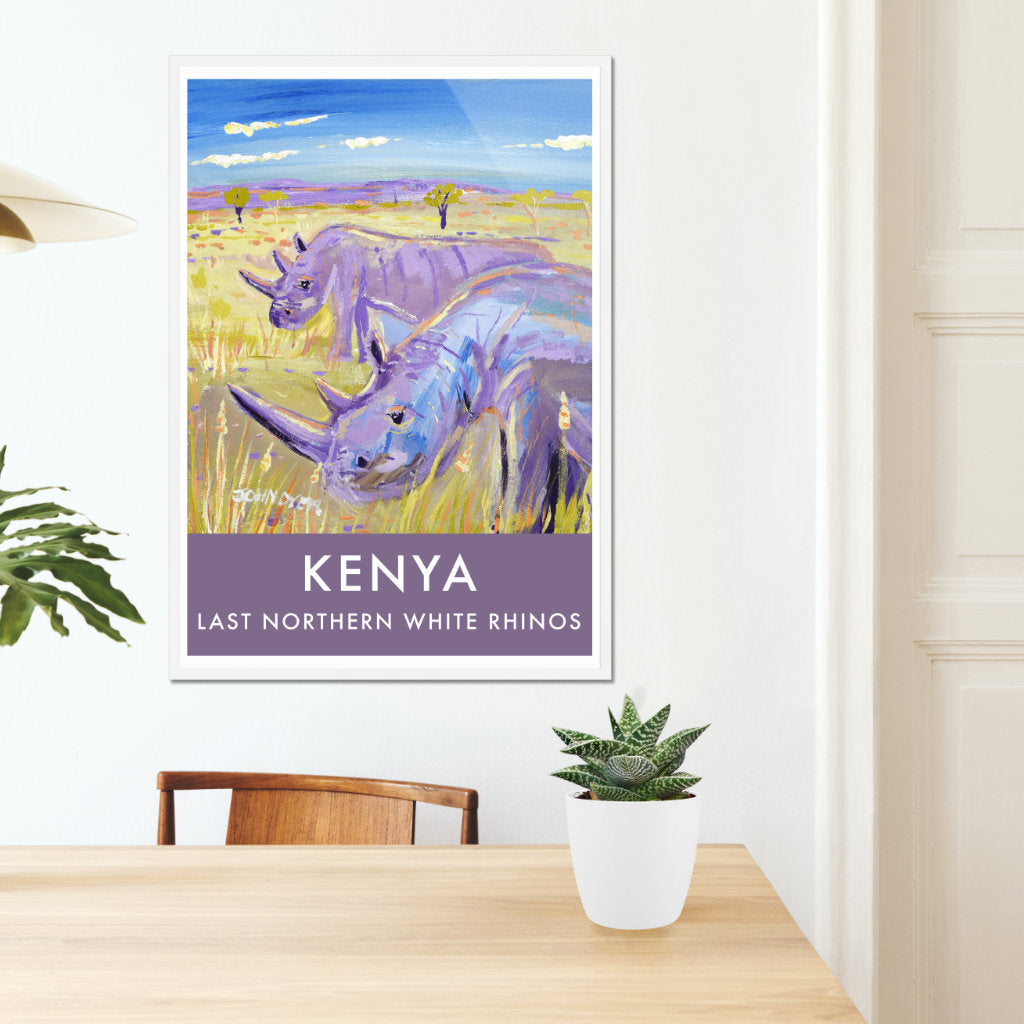 Africa Art Wall Art Poster Print by John Dyer. Last Northern White Rhinos - Najin and Fatu, Ol Pejeta