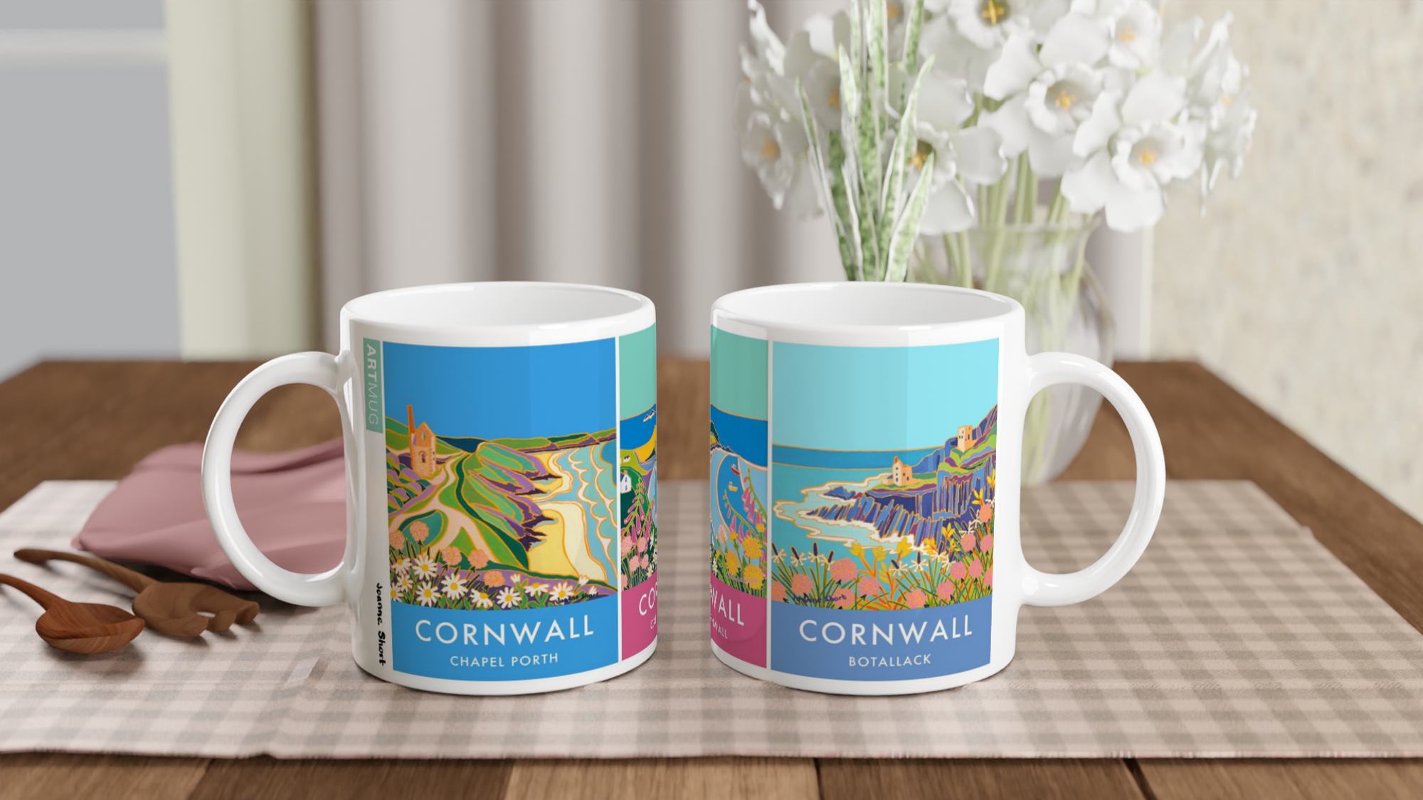 Cornish Destinations Ceramic Art Mug Bundle Set by Joanne Short