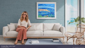 A Closer Look with Aria — John Dyer Original Cornish Painting, 'St Ives Blue' 33 x 40 inches acrylic on board