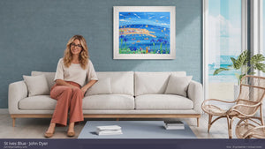 A Closer Look with Aria — John Dyer Original Cornish Painting, 'St Ives Blue' 33 x 40 inches acrylic on board