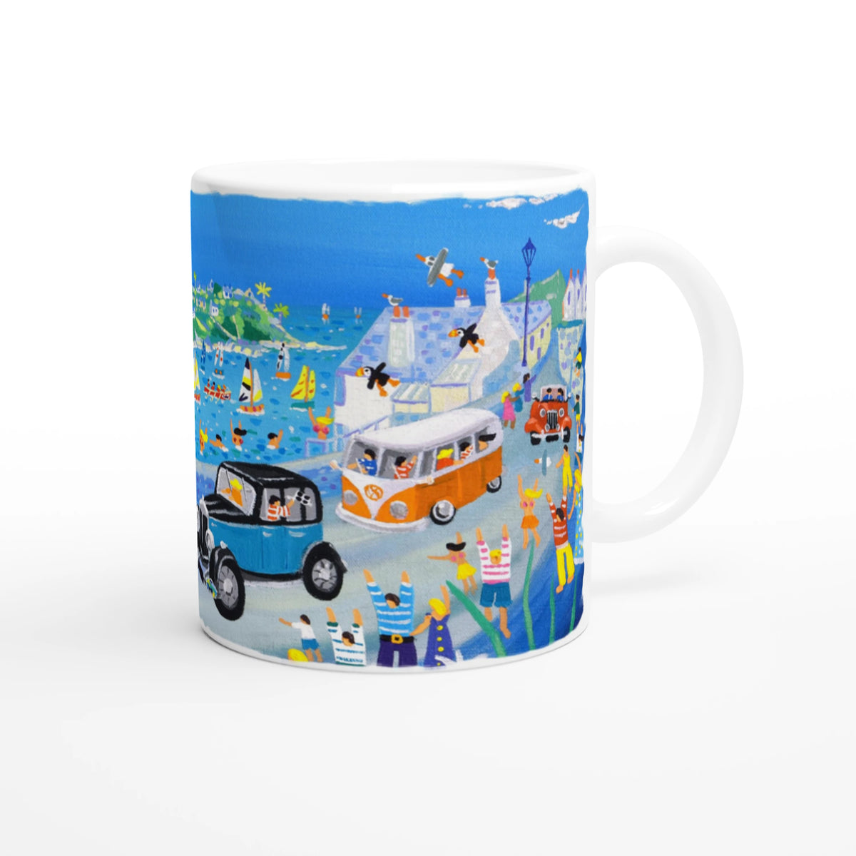 John Dyer Ceramic Cornish 11oz Art Mug. Fowey Classic Car Parade