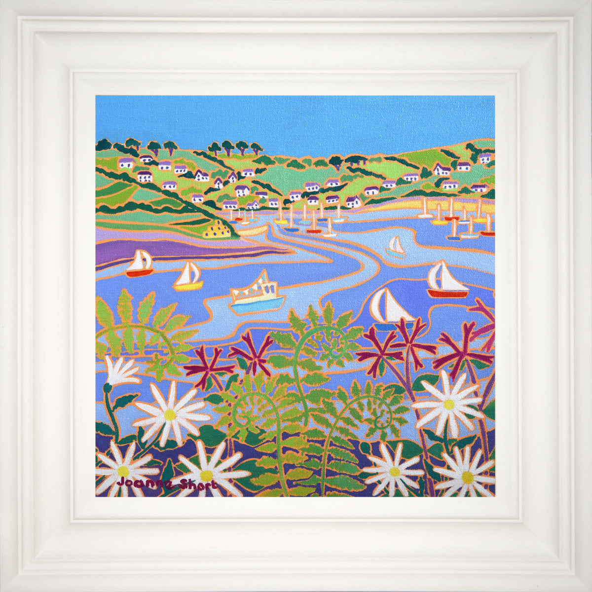 &#39;Day Trip to St Mawes&#39;, 12x12 inches oil on canvas. Cornwall Art Gallery Painting by Cornish Artist Joanne Short