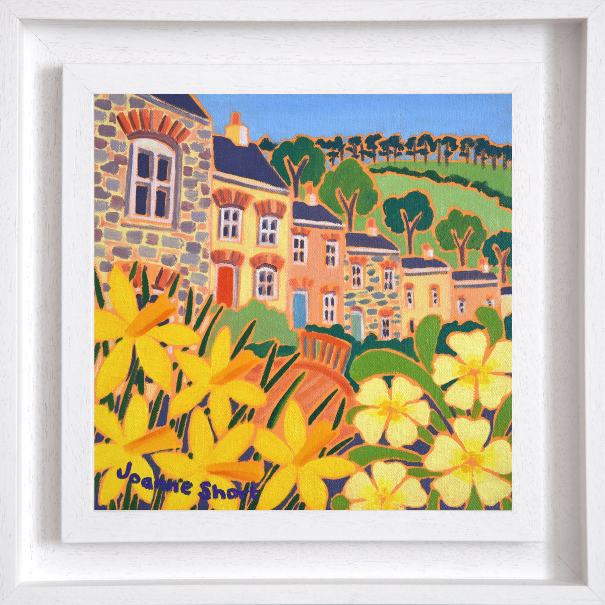 'Spring Garden, Stippy Stappy, St Agnes', 8 x 8 inches oil on canvas still life. Painting by Cornish Artist Joanne Short