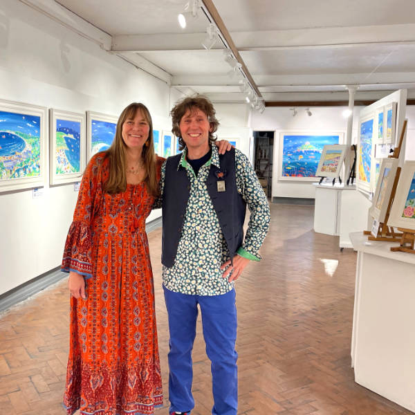 Cornish artists Joanne Short and John Dyer in the St Ives Society of Artists Gallery - Summer Exhibition