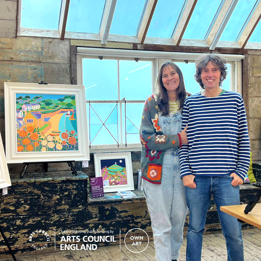 Famous Cornish and British artists Joanne Short and John Dyer in the St Ives porthmeor Studio - John Dyer Gallery exhibition