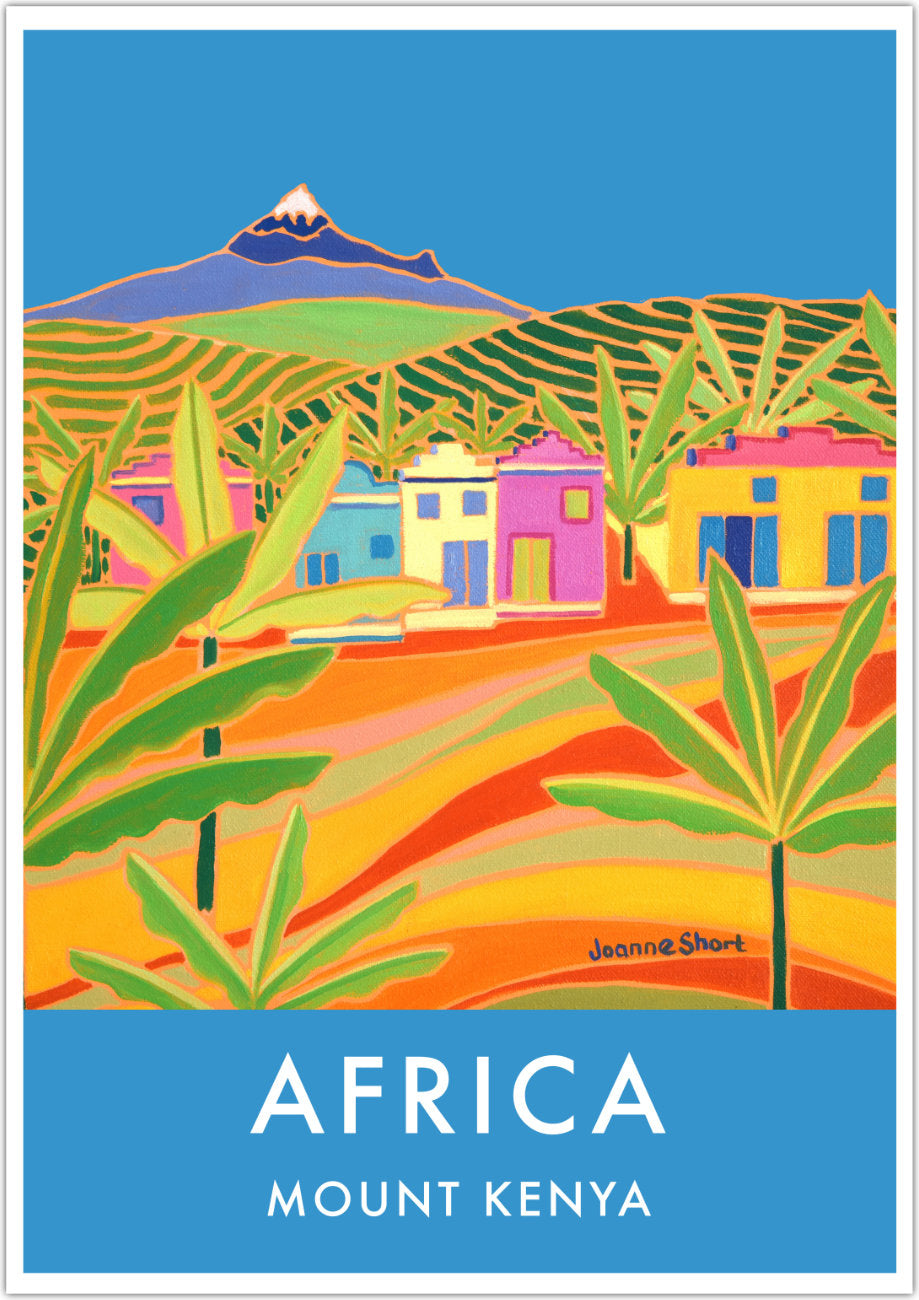 African Art Wall Art Poster Print by Joanne Short. Mount Kenya Tea Plantations