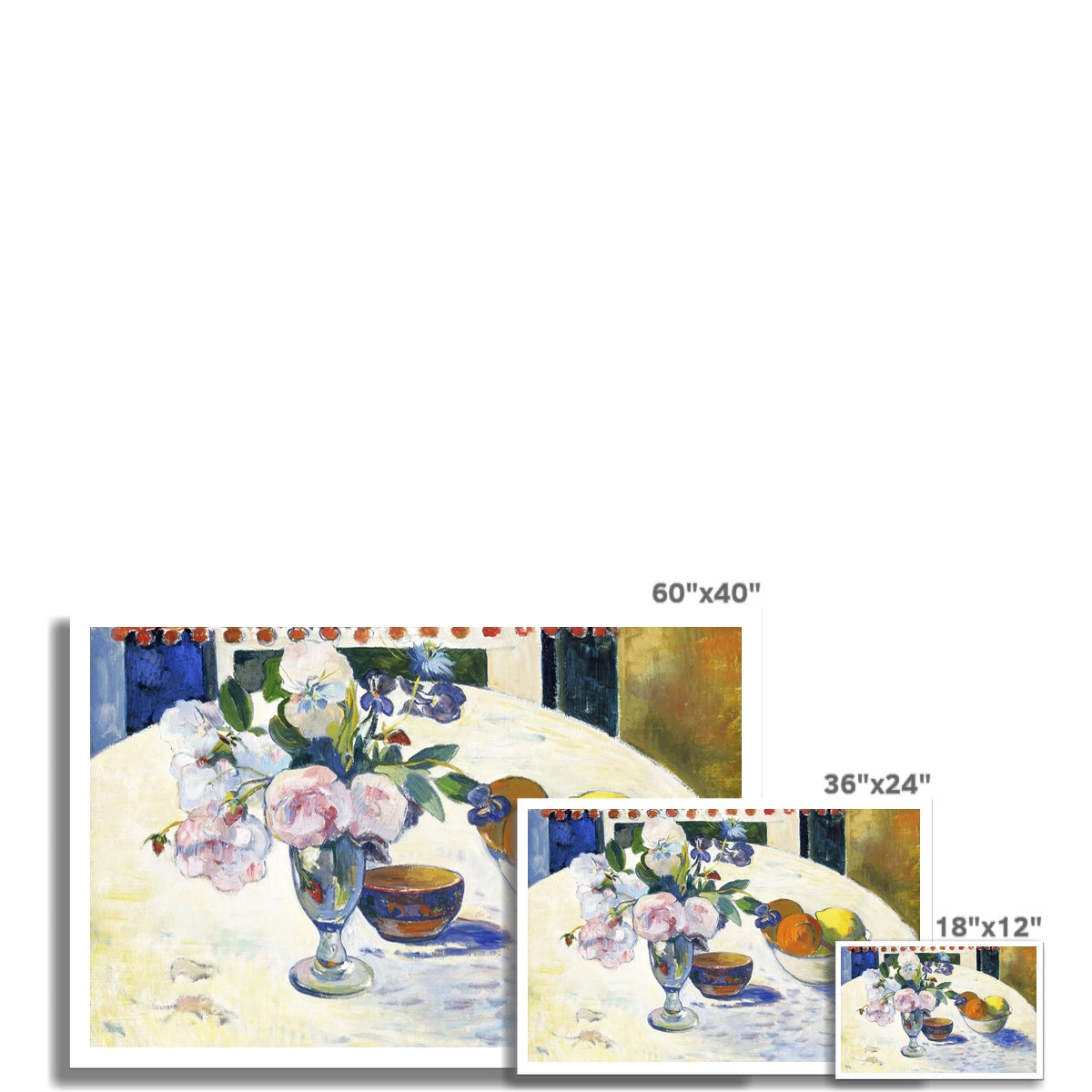 &#39;Flowers and a Bowl of Fruit&#39;, Still Life by Paul Gauguin. Open Edition Fine Art Print. Historic Art