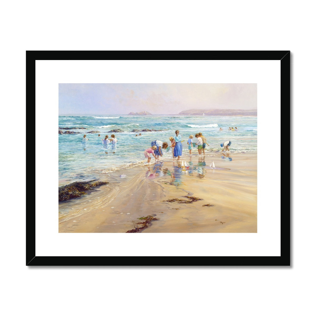 Ted Dyer Framed Open Edition Cornish Fine Art Print. 'A Cornish Summer, Gwithian'. Cornwall Art Gallery
