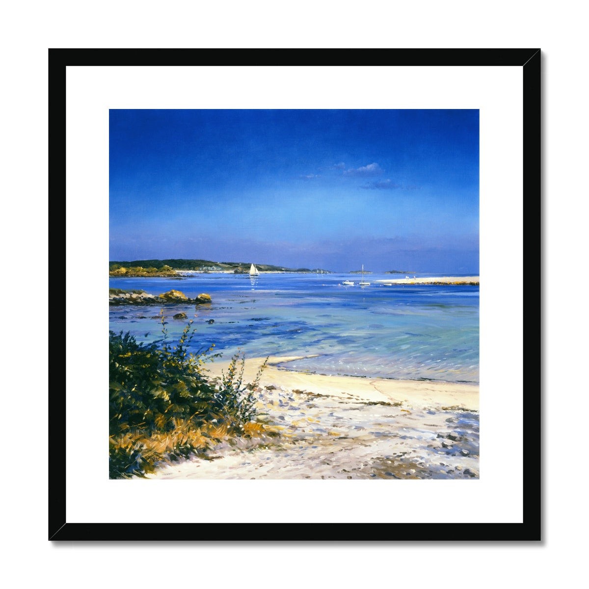 Ted Dyer Framed Open Edition Cornish Fine Art Print. 'Clear Waters, Tresco'. Cornwall Art Gallery