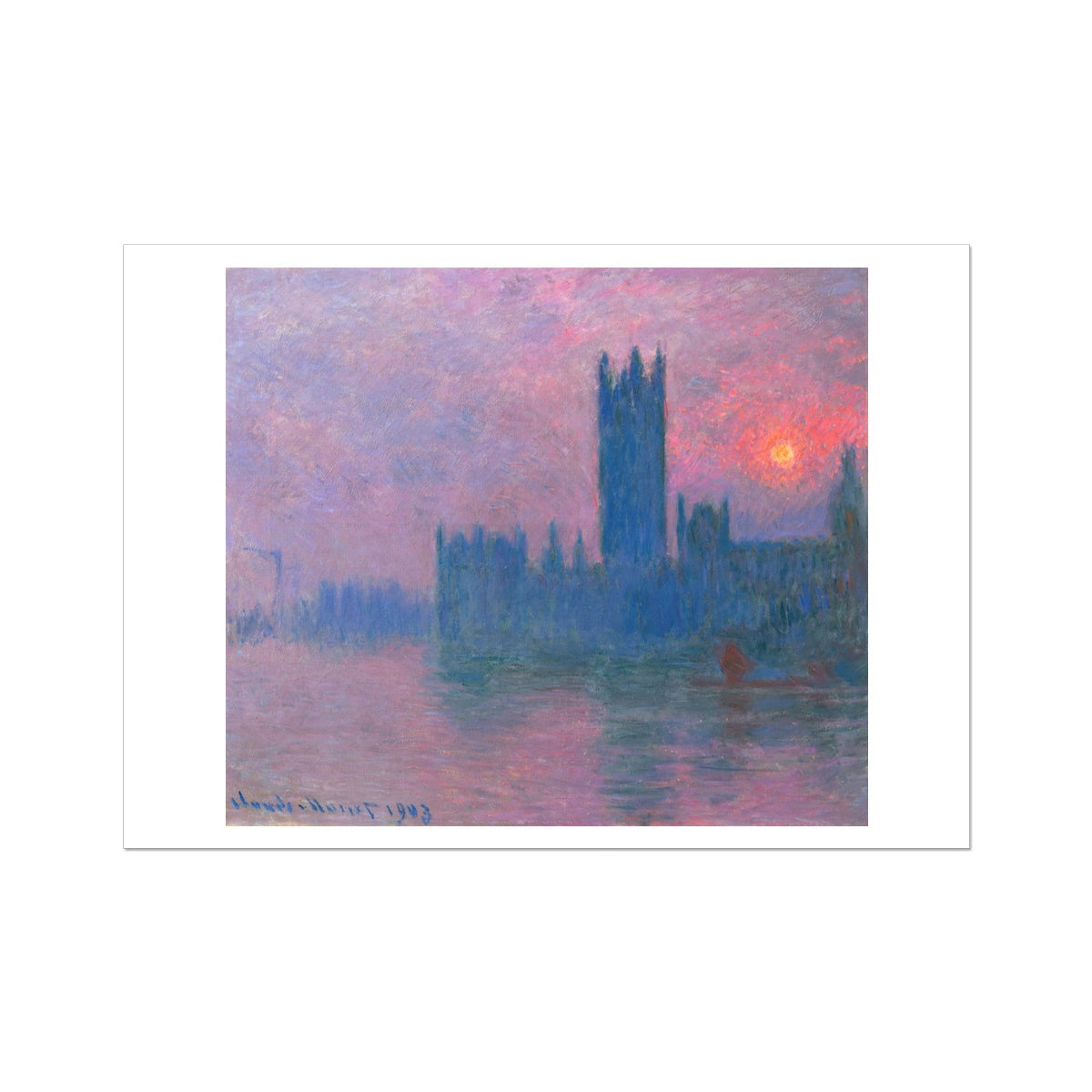 &#39;Le Parlement, Soleil Couchant&#39; (Parliament, Setting Sun- London)  by Claude Monet. Open Edition Fine Art Print. Historic Art