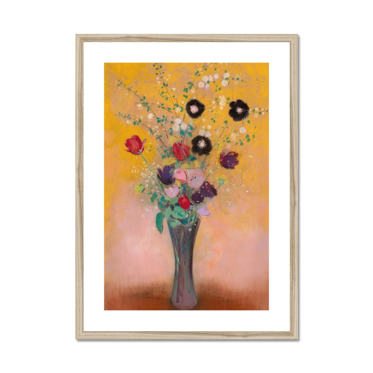 &#39;Vase of Flowers&#39; Still Life by Odilon Redon. Framed Open Edition Fine Art Print. Historic Art