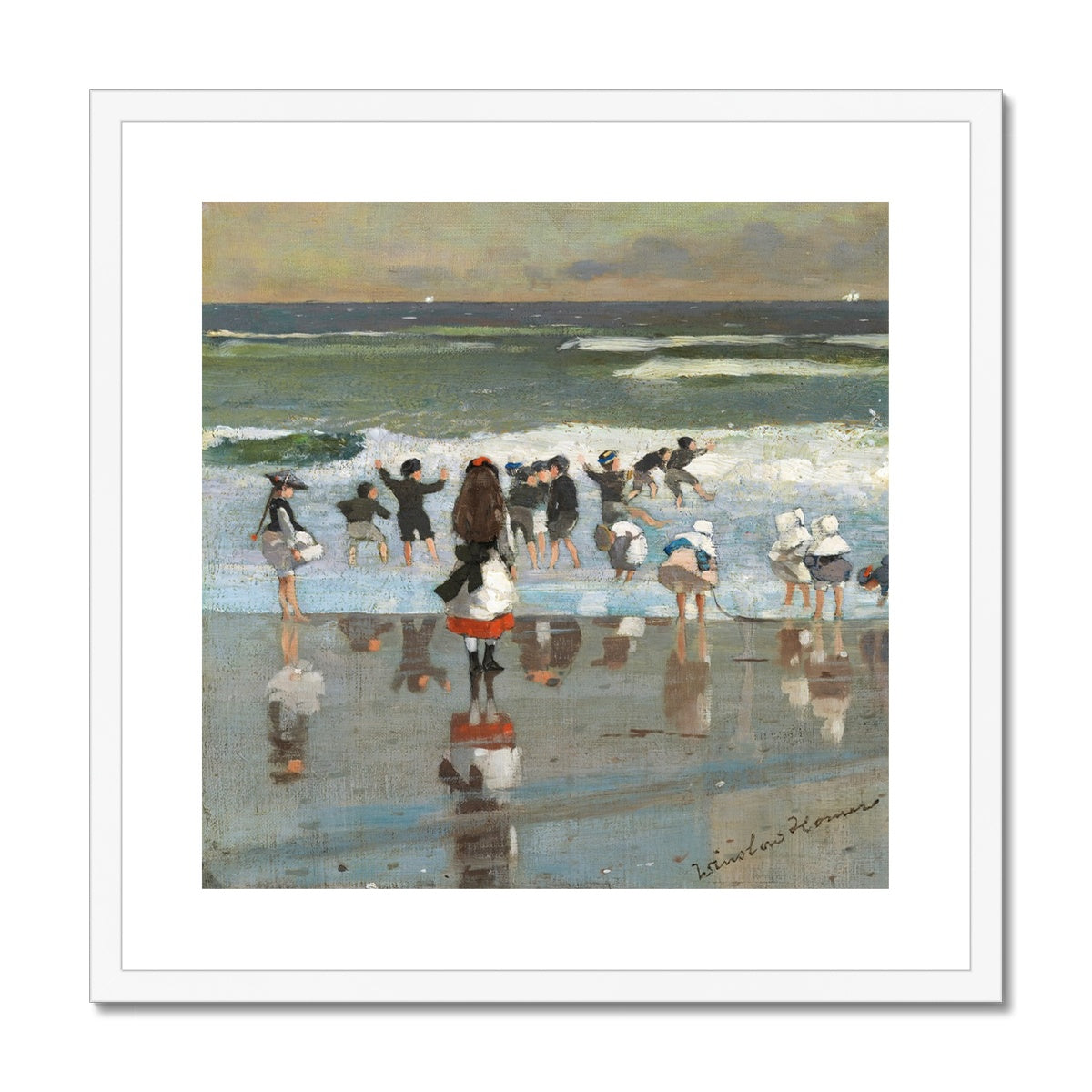 Winslow Homer Framed Open Edition Art Print. 'Beach Scene'. Art Gallery Historic Art