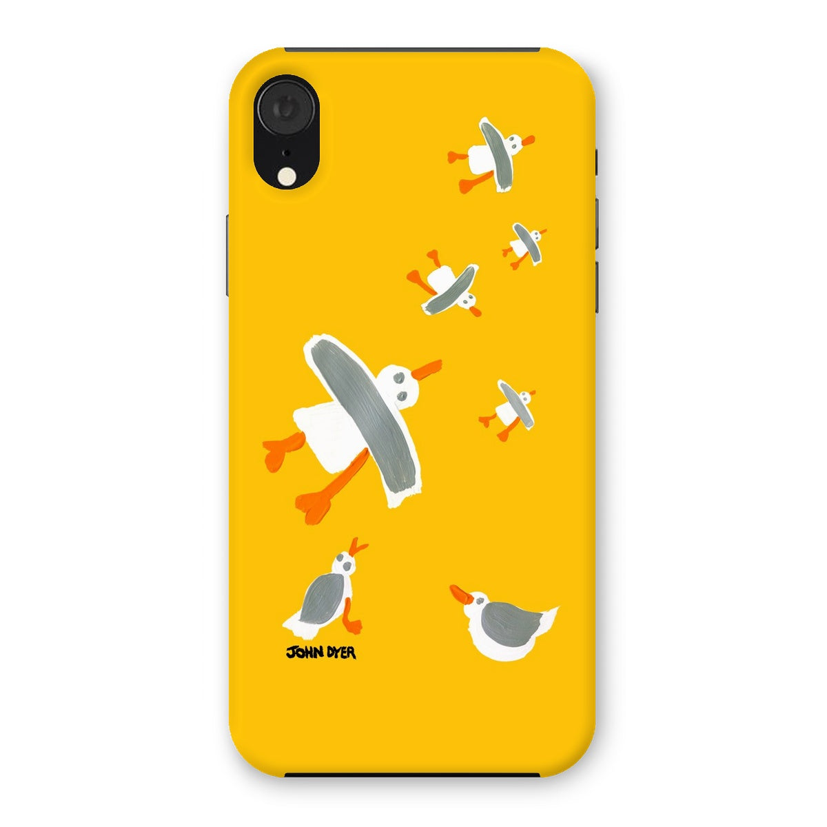 Snap Art Phone Case. Cornish Seagulls - Yellow Colour. Artist John Dyer. Cornwall Art Gallery