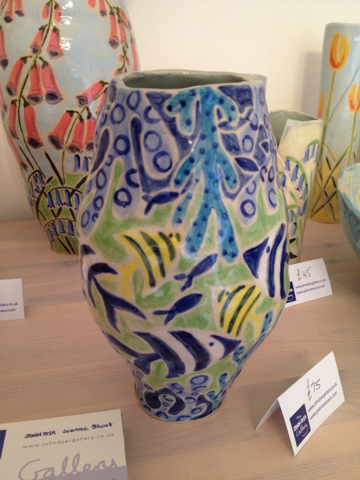 Joanne Short Ceramic Vase. Fish