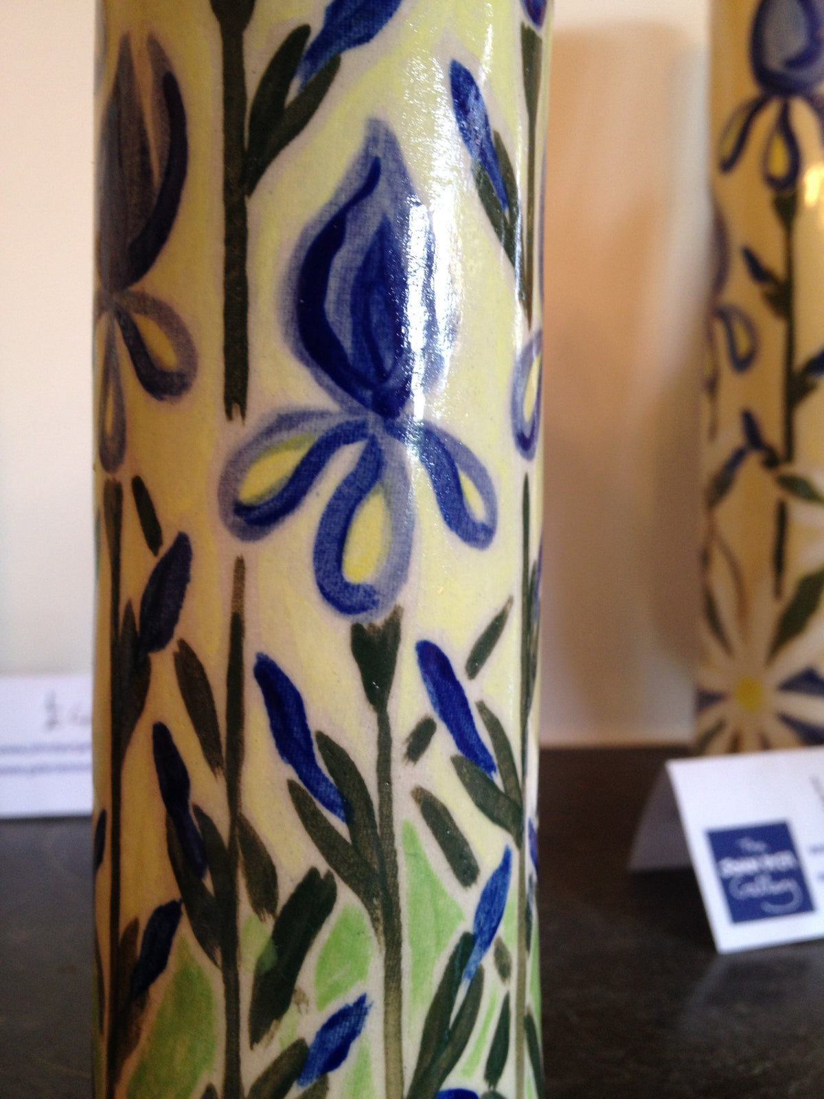 Cornish Ceramic Vase with Blue Iris by Joanne Short
