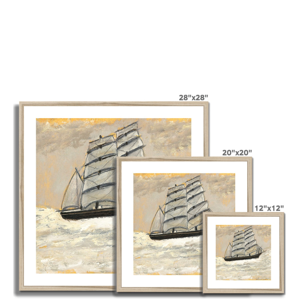Alfred Wallis Framed Open Edition Cornish Art Print. &#39;Sailing Ship in a Stormy Sea&#39;. St Ives Cornwall Art Gallery Historic Art