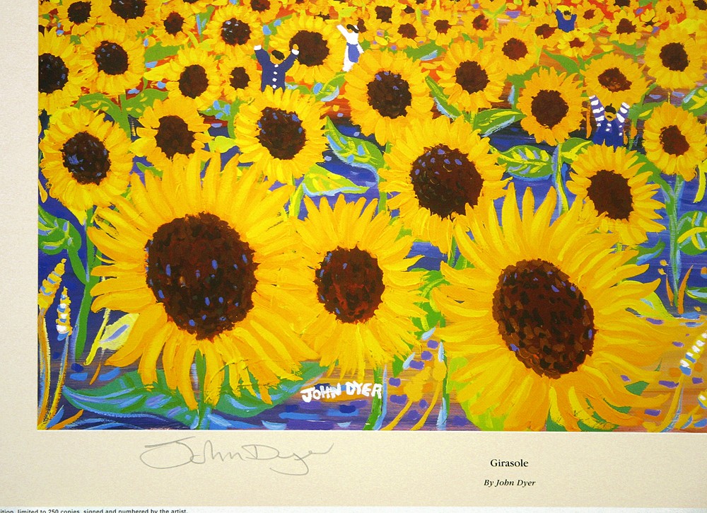 Limited Edition Print of the Italian Landscape by John Dyer. Girasole (sunflowers), Italy.
