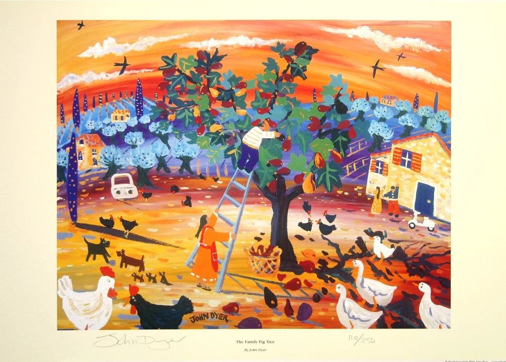 Limited Edition Print of the Italian Landscape Sunset by Artist John Dyer. 'The Family Fig Tree, Italy'. John Dyer