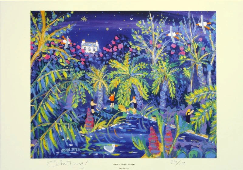 Limited Edition Print by Cornish Artist John Dyer. 'Magical Jungle, Heligan Gardens'. John Dyer