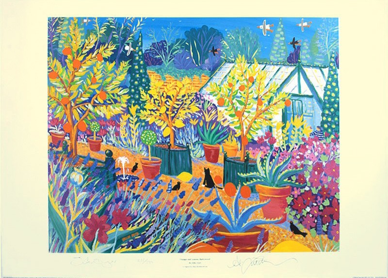 Limited Edition Print by John Dyer. Oranges and Lemons, Barleywood. BBC Gardeners' World Garden, Co-signed by Alan Titchmarsh
