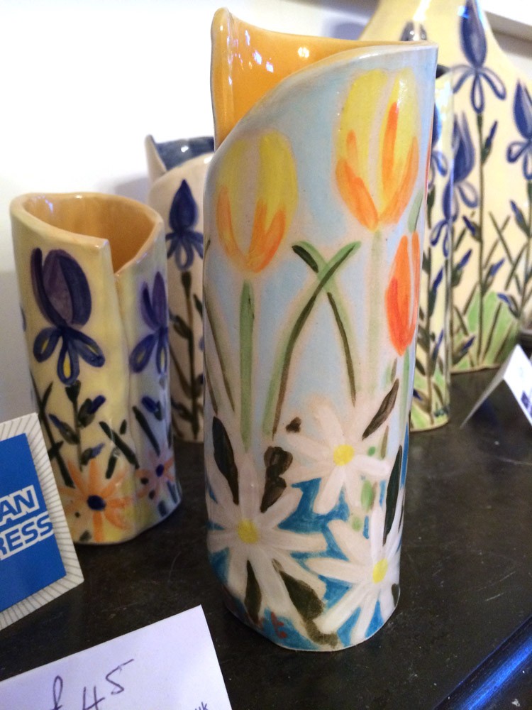 Joanne Short Ceramic Vase Tulips and Daisies