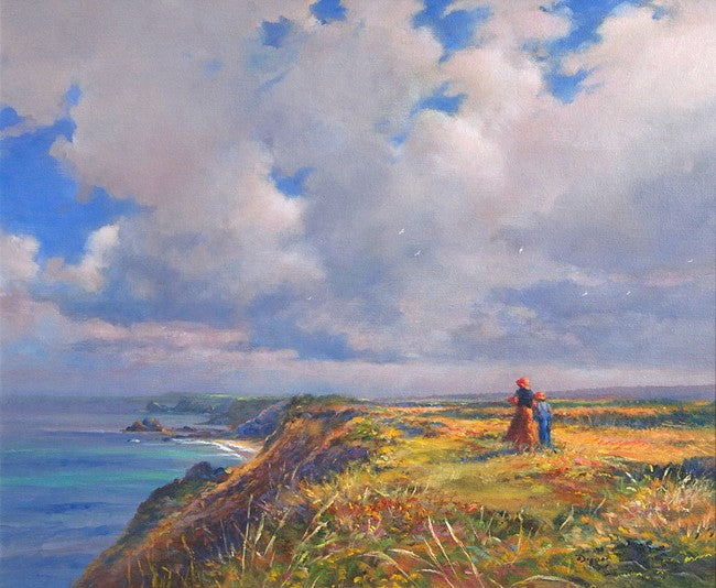 Late Summer, North Cliffs, Cornwall.  By British Artist Ted Dyer. Original Oil Painting on Canvas.