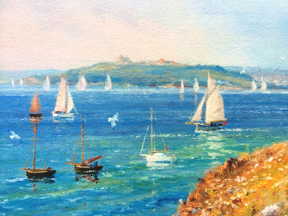 Limited Edition print. Afternoon on the Cliffs, St Anthony Head. By Ted Dyer