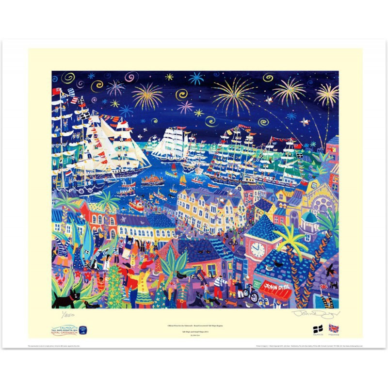 Official Limited Edition Tall Ships Art Print. 'Tall Ships and Small Ships 2014'. Falmouth - Royal Greenwich Tall Ships Regatta 2014 by John Dyer
