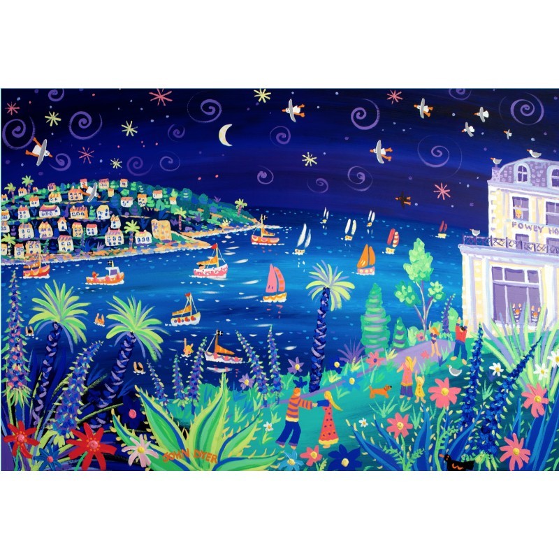 &#39;Dancing in the Moonlight, Fowey, Cornwall&#39;. Limited Edition Print by Cornish Artist John Dyer