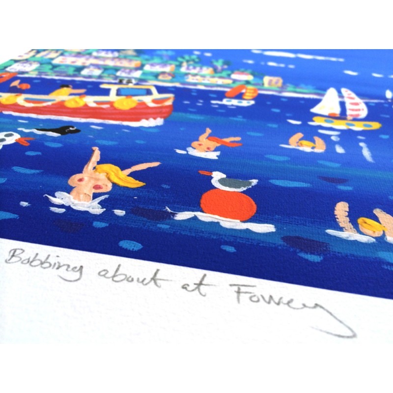 Limited Edition Print by Cornish Artist John Dyer. &#39;Bobbing About at Fowey&#39;.