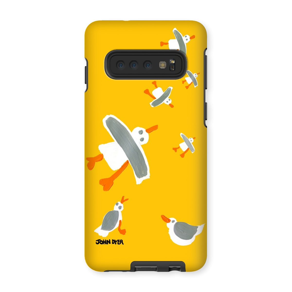 Tough Art Phone Case. Cornish Seagulls - Yellow Colour. Artist John Dyer. Cornwall Art Gallery