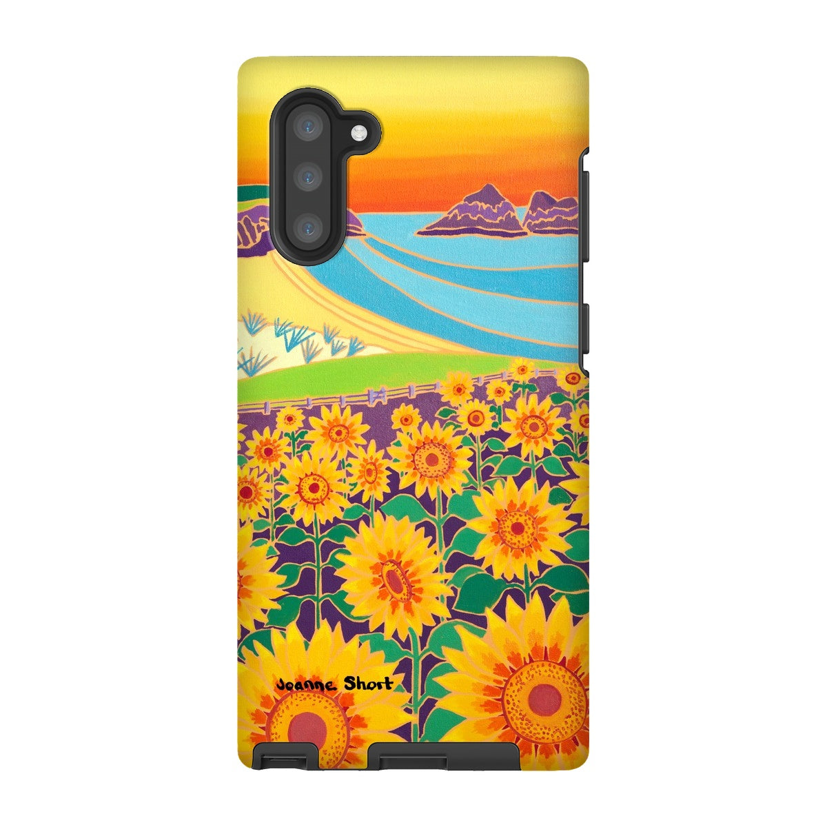 Tough Art Phone Case. Sunflowers, Holywell Bay Sunset. Artist Joanne Short. Cornwall Art Gallery