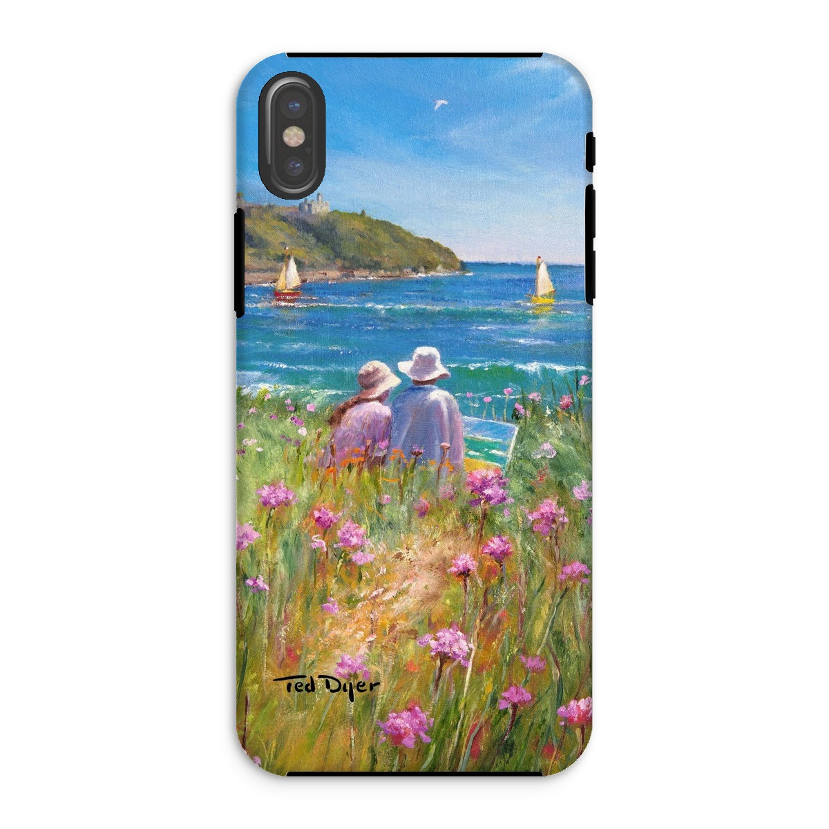Tough Art Phone Case. &#39;Sea Pinks and Painters&#39;. Artist Ted Dyer. Cornwall Art Gallery