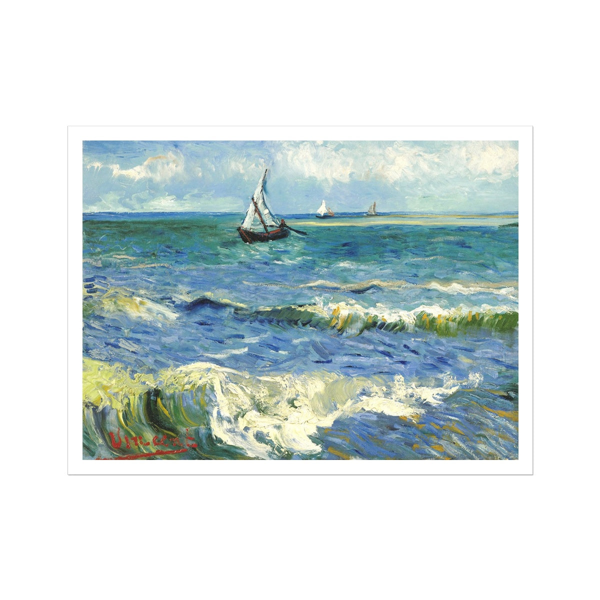 'Seascape near Les Saintes-Maries-de-la-Mer' by Vincent Van Gogh. Open Edition Fine Art Print. Art Gallery Historic Art