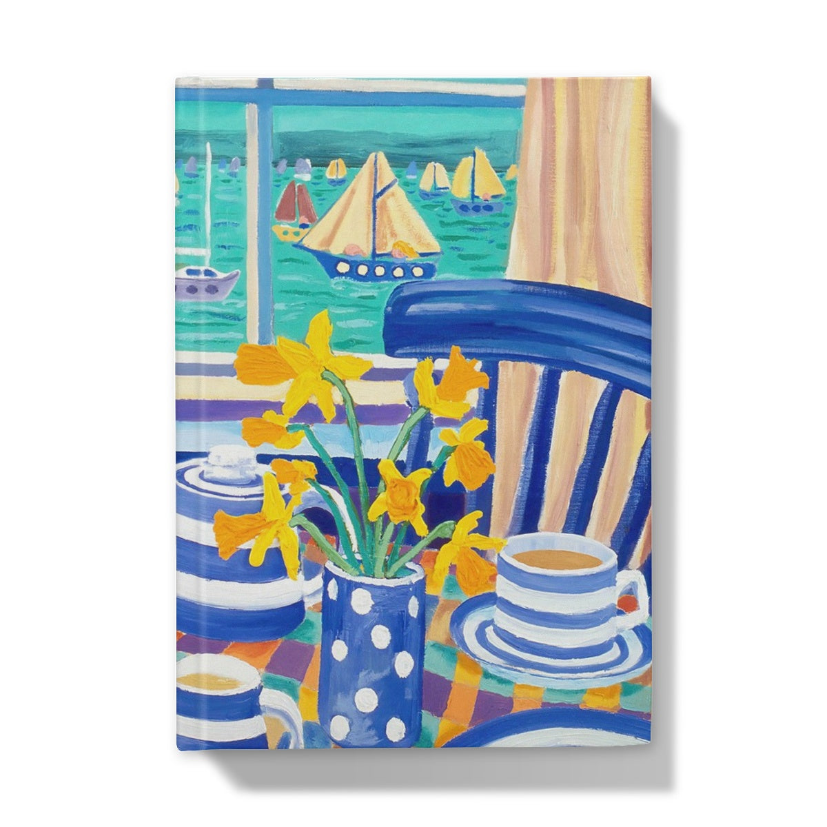 John Dyer Art Hardback Notebook Journal. Cornish Cream Tea with Spring Daffodils