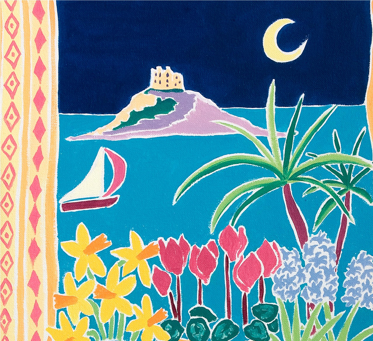 Mount&#39;s Bay Moon. Limited Edition Print by Cornish Artist Joanne Short
