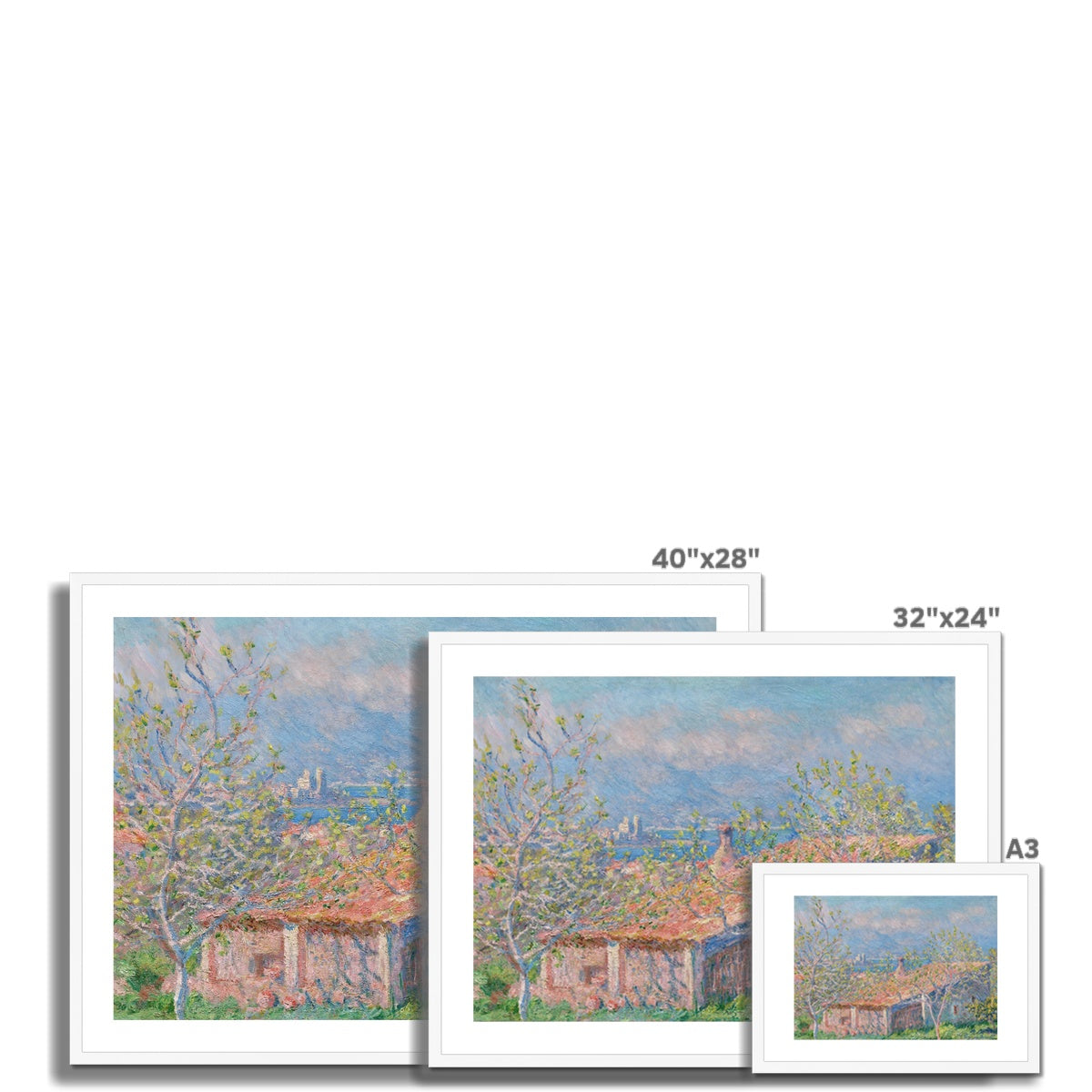 Claude Monet Framed Open Edition Art Print. &#39;Gardener&#39;s House at Antibes&#39;. Art Gallery Historic Art