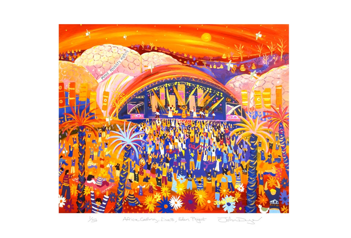 Limited Edition Print by Eden&#39;s Painter in Residence John Dyer. Live 8 Concert Sunset, The Eden Project Garden.