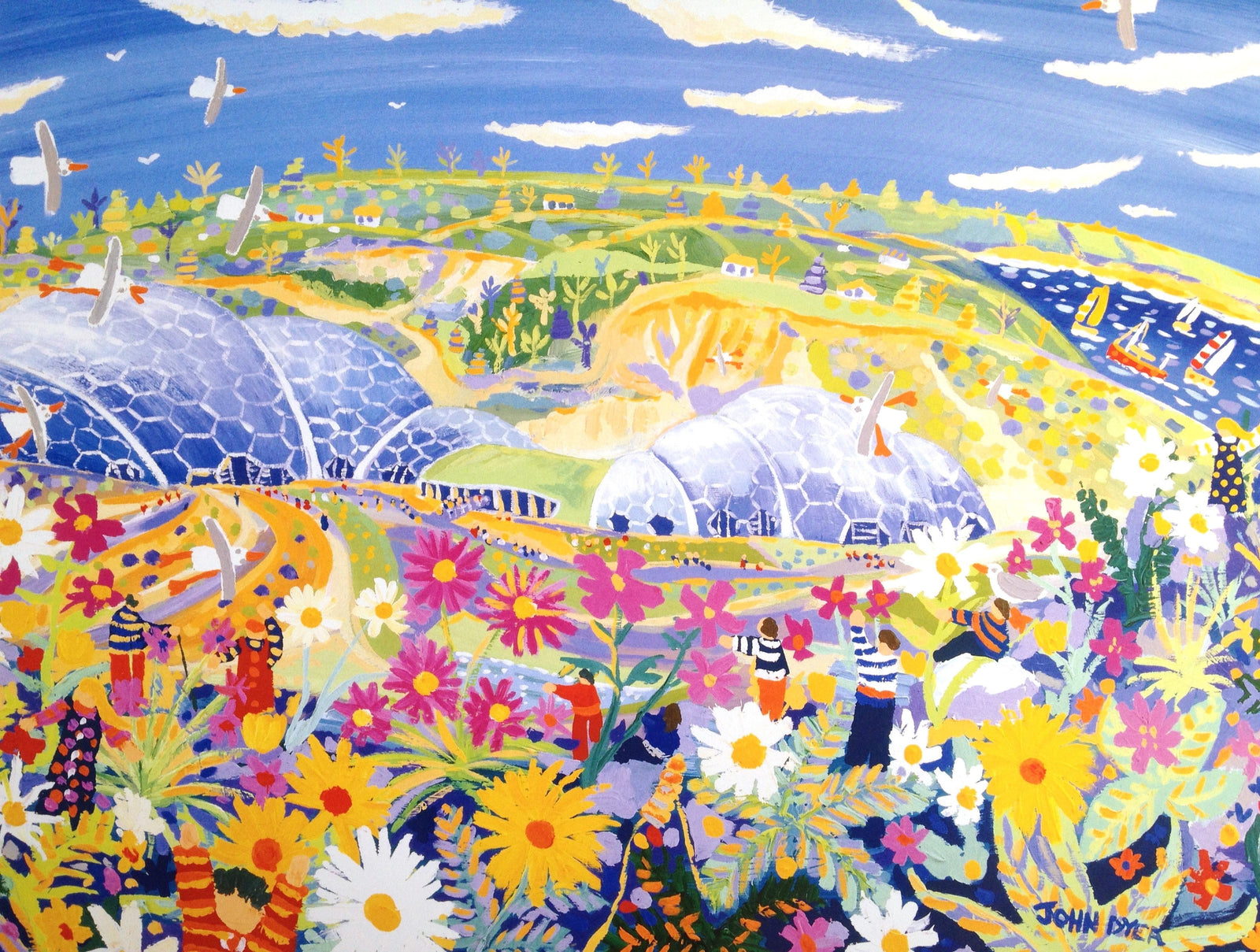 Official Signed Eden Project Print by Cornish Artist John Dyer. 'Wild Cornwall, The Eden Project Garden'. Cornwall Art Gallery Print John Dyer