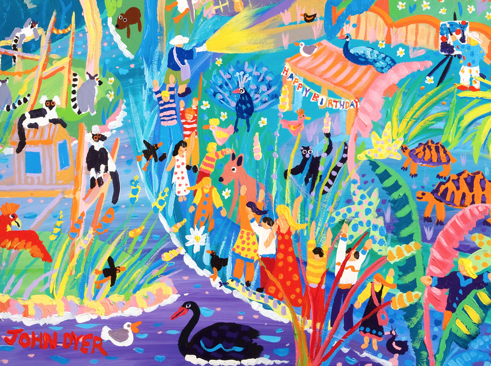 Limited Edition Animal Art Print by Environmental Artist John Dyer. &#39;Zooing Around. Newquay Zoo&#39;.