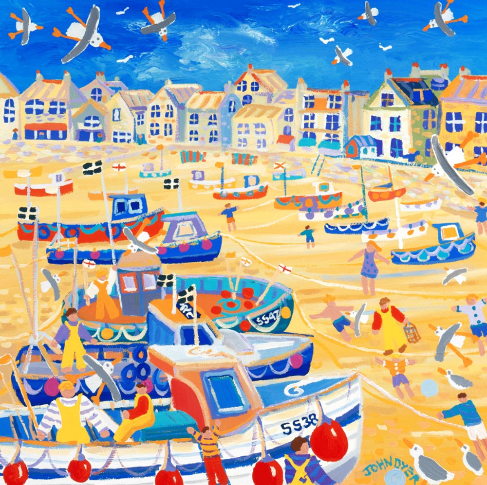 Signed Limited Edition Print by Cornish Artist John Dyer. &#39;Boats and Ropes St Ives&#39;. Cornwall Art Gallery Print