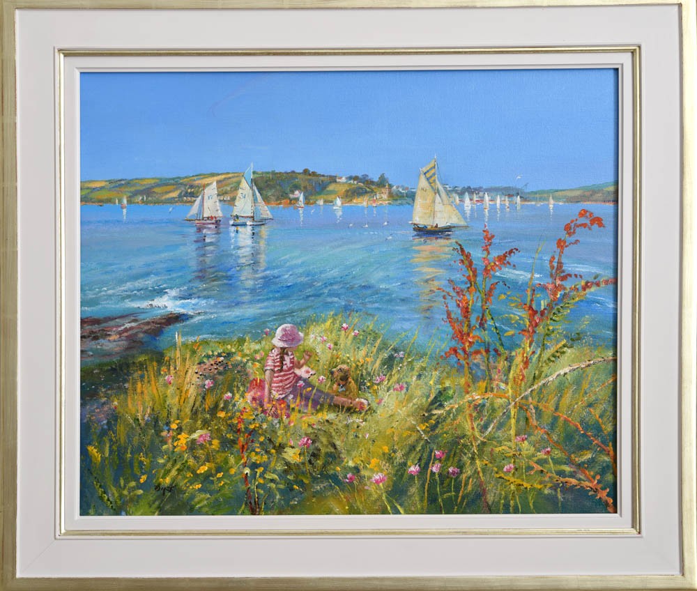 Original Oil Painting on Canvas. Time for a Treat. Pendennis Point.  By British Artist Ted Dyer.