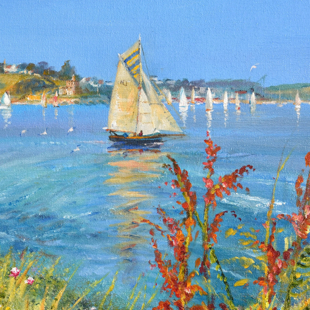 Original Oil Painting on Canvas. Time for a Treat. Pendennis Point.  By British Artist Ted Dyer.