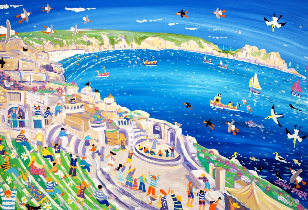 Art print of the Minack theatre in Cornwall by artist John Dyer.